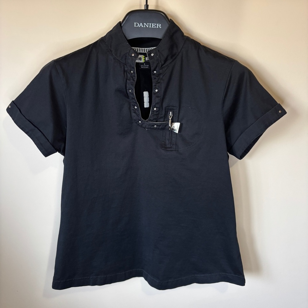 Jamie Sadock Women’s Black Casual Shirt Metal Hardware Studs 100% Cotton